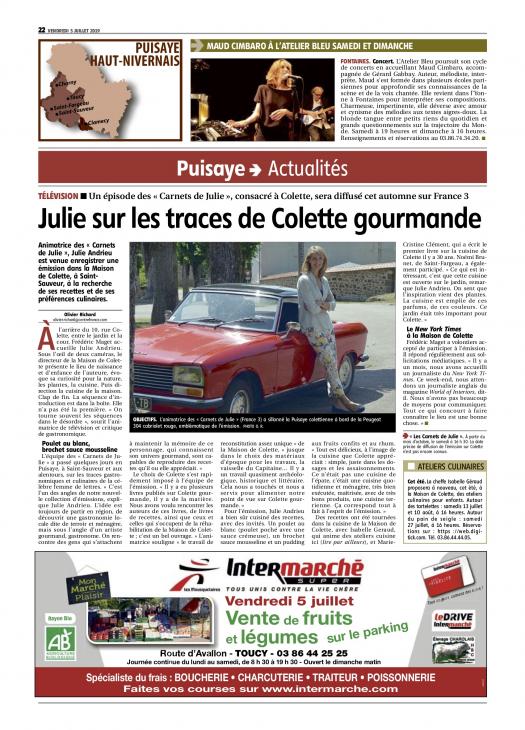 YONNE REPUBLICAINE - Julie sur les traces de Colette gourmande - 5 juillet 2019